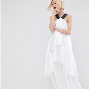 ASOS white layered frill gown (Size 6)